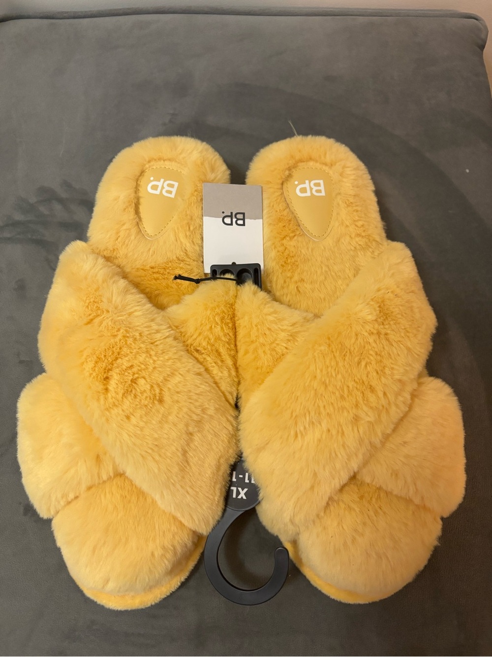 bp Women's Yellow Plush Crisscross Slippers